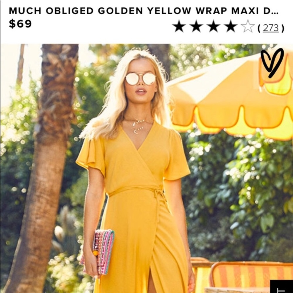Much obliged mustard yellow wrap dress